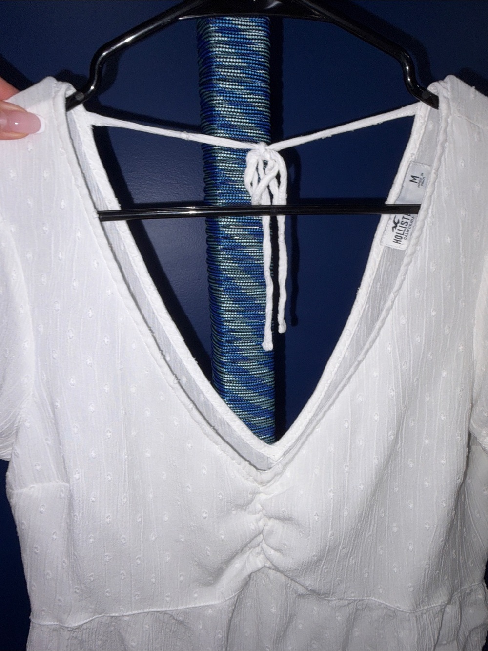 HOLLISTER -White Swiss Dot Peplum Top | Size Medium - Picture 8 of 15